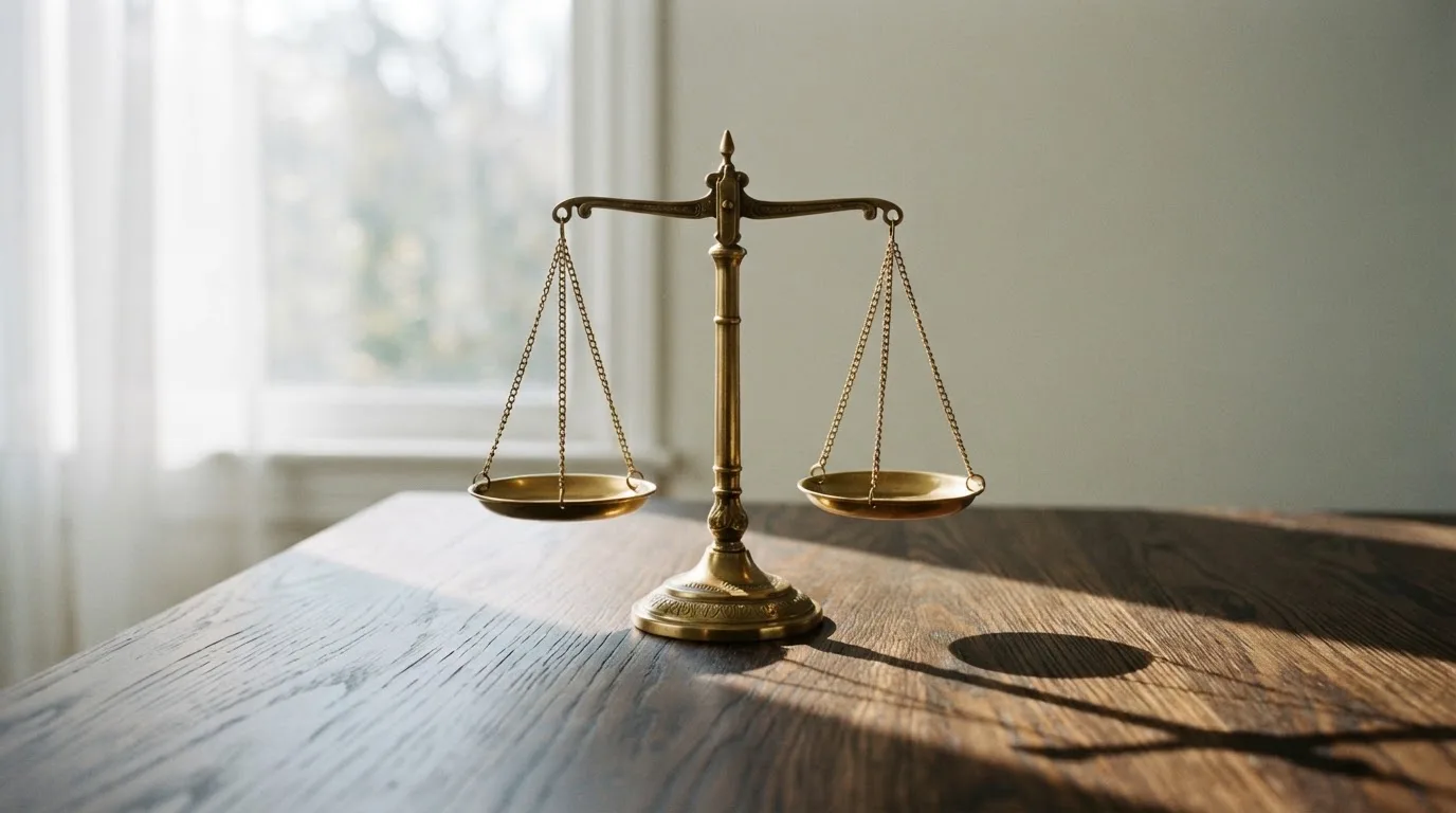 O balanță de alamă pe un birou de lemn, în lumina piezișă a unei ferestre înalte — ruletă americană în românia